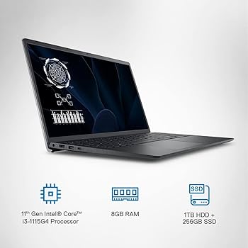 Dell Vostro 3510 Laptop, Intel Core i3-1115G4, 8GB 1TB + 256GB SSD